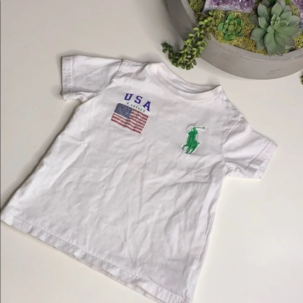 Polo Ralph Lauren USA patch short sleeve crewneck white T-shirt toddler